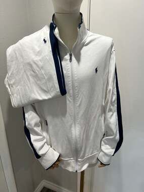 Polo Ralph Lauren Men's White Cotton Interlock Zip-Up Track Suit Set